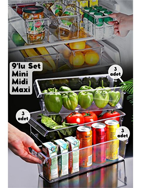 Nandy Home 9'lu Set Tall Clear Buzdolabı & Dolap Içi Düzenleyici Organizer - S000010600-26865