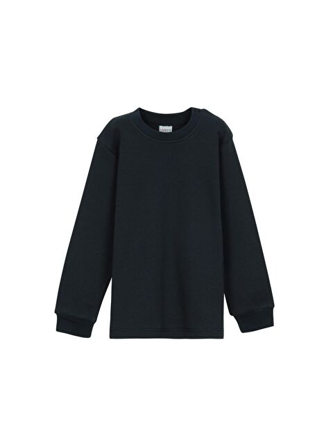 Lovetti Koyu Lacivert Basic Kız Bebek Çıtçıtlı Yaka Kışlık Uzun Kollu Tişört - S000053861-29672