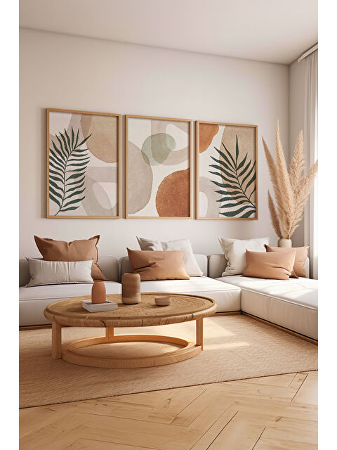 Artavessa 3 Parça Ham Renk Gerçek Ahşap Çerçeveli Tablo Seti - Model 10 - 50 x 70