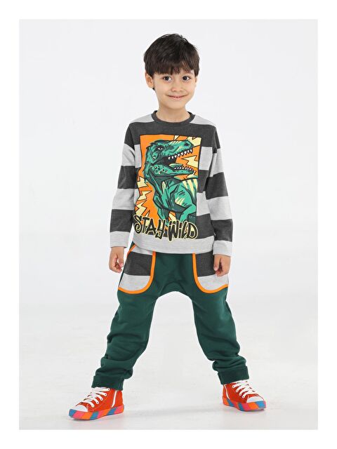 Casabony Yeşil T-rex Cepli Baggy Pantolon + Tişört - S000043267-18194