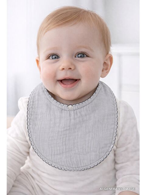 Babyjem Bürümcük Müslin Önlük Gri - S000133478-20600