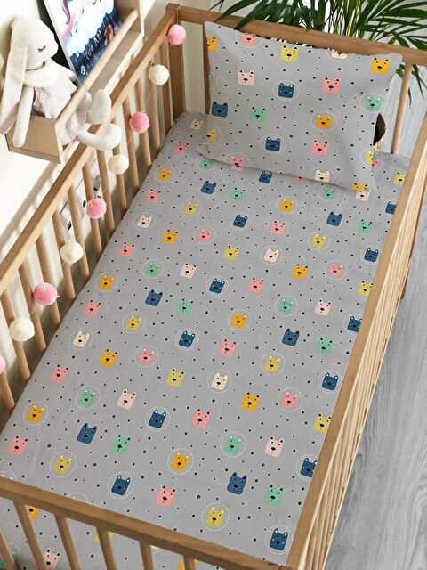 Evmila Köpek Desen Baskılı Bebek Boy Lastikli Çarşaf Seti 60x120 cm - S000081530-23173