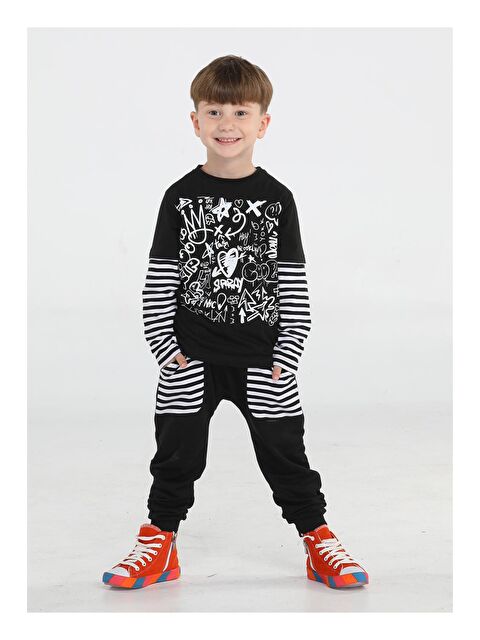 Casabony Grafiti Erkek Çocuk Pantolon + Tişört Takım - S000043277-19351