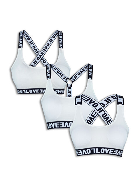 Hnx Pamuklu LOVE Lastik Kadın Spor Büstiyer 3'lü - S000150074-20063