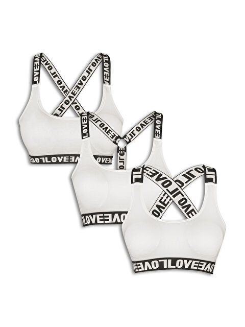 Hnx Pamuklu LOVE Lastik Kadın Spor Büstiyer 3'lü - S000150074-19965