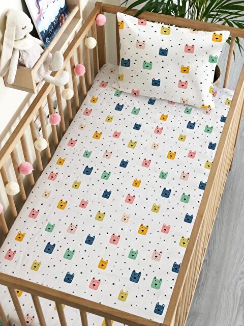 Evmila Köpek Desen Baskılı Bebek Boy Lastikli Çarşaf Seti 60x120 cm - S000081531-23173