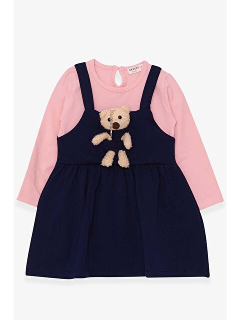 Breeze Kız Çocuk Uzun Kollu Elbise Ayıcık Aksesuarlı Lacivert (2 Yaş) - S000069976-21164