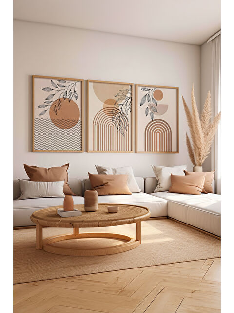 Artavessa 3 Parça Ham Renk Gerçek Ahşap Çerçeveli Tablo Seti - Model 4 - 20 x 30