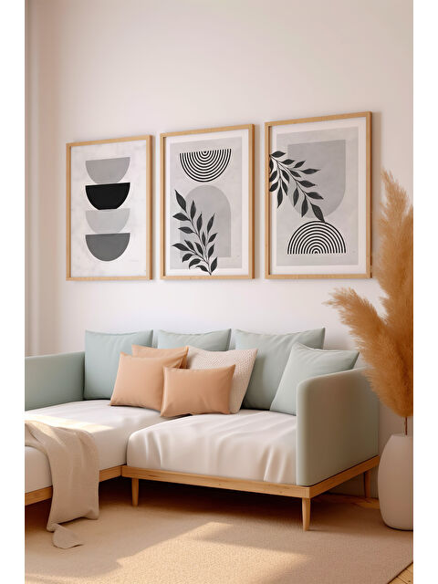 Artavessa 3 Parça Ham Renk Gerçek Ahşap Çerçeveli Tablo Seti - Model 6 - 20 x 30