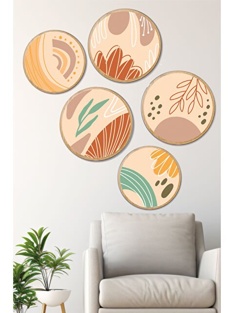 Artavessa Dekoratif Oval 5 Parça Çerçeve Görünümlü Mdf Tablo Seti - ARTOVLCLLCT6