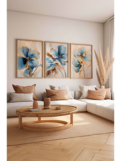 Artavessa 3 Parça Ham Renk Gerçek Ahşap Çerçeveli Tablo Seti - Model 1 - 33 x 48