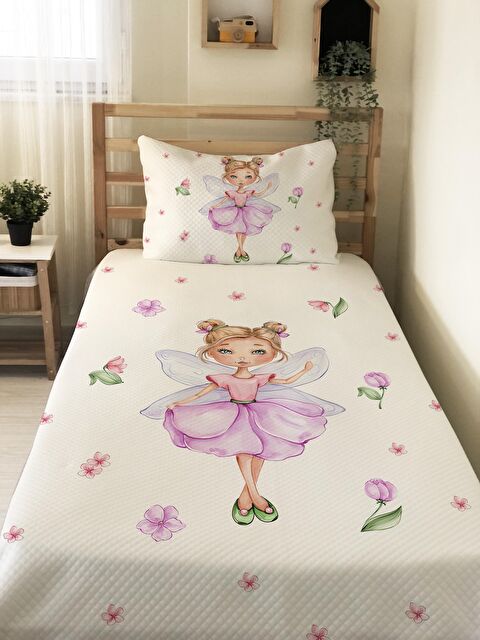 Evmila Prenses Kız Desenli, Baskılı Tek Kişilik ve Çocuk Pike Takımı - S000085345-23173