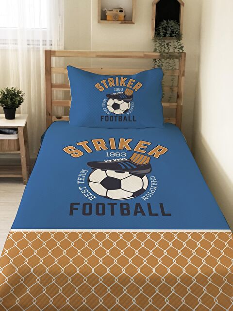 Evmila Futbol Desenli, Baskılı Tek Kişilik ve Çocuk Pike Takımı - S000085351-23173