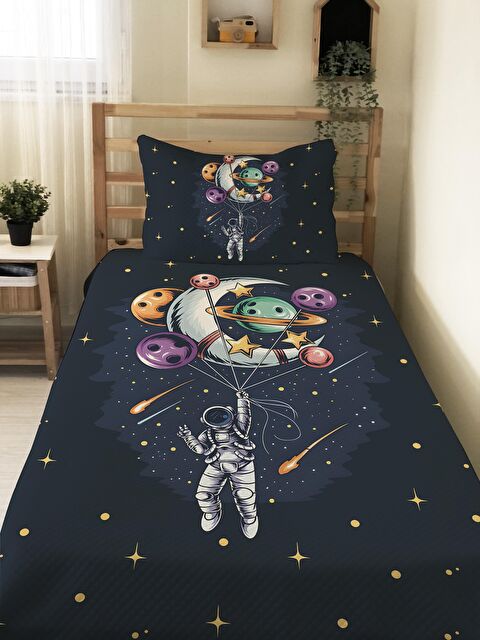 Evmila Astronot  Desenli, Baskılı Tek Kişilik ve Çocuk Pike Takımı - S000085350-23173