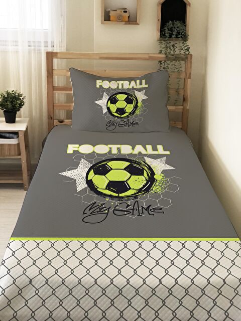 Evmila Futbol Desenli, Baskılı Tek Kişilik ve Çocuk Pike Takımı - S000085354-23173