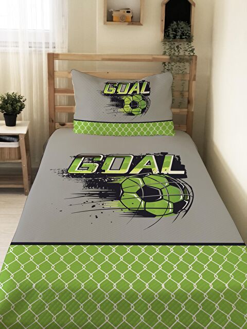 Evmila Futbol Desenli, Baskılı Tek Kişilik ve Çocuk Pike Takımı - S000085363-23173