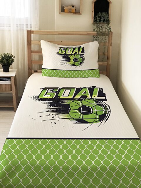 Evmila Futbol Desenli, Baskılı Tek Kişilik ve Çocuk Pike Takımı - S000085365-23173