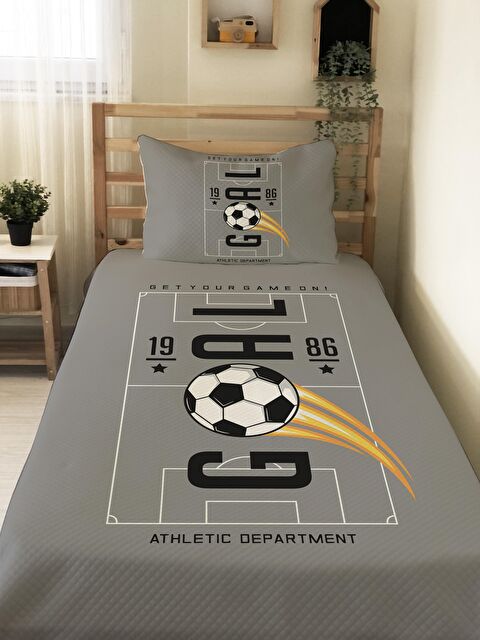 Evmila Futbol Desenli, Baskılı Tek Kişilik ve Çocuk Pike Takımı - S000085370-23173