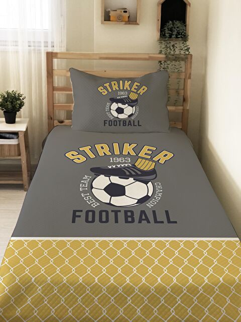 Evmila Futbol Desenli, Baskılı Tek Kişilik ve Çocuk Pike Takımı - S000085379-23173