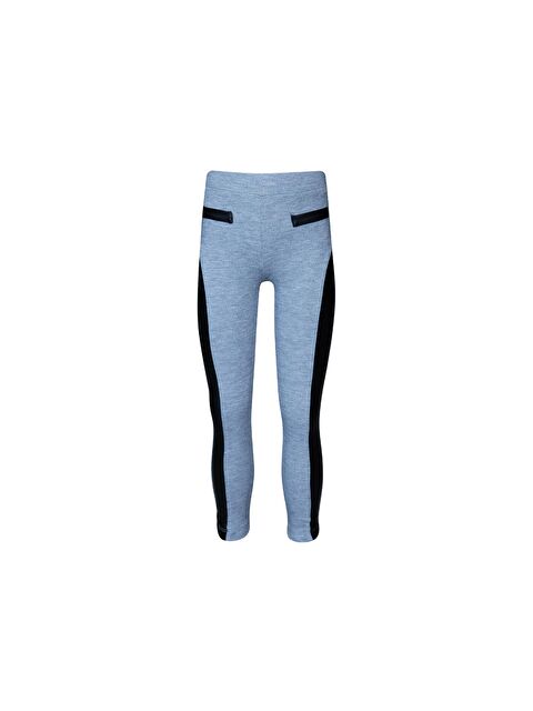 Lovetti Koyu Lacivert Kız Çocuk Yan Panelli Deri Pike Kumaş Tayt - S000090148-29672