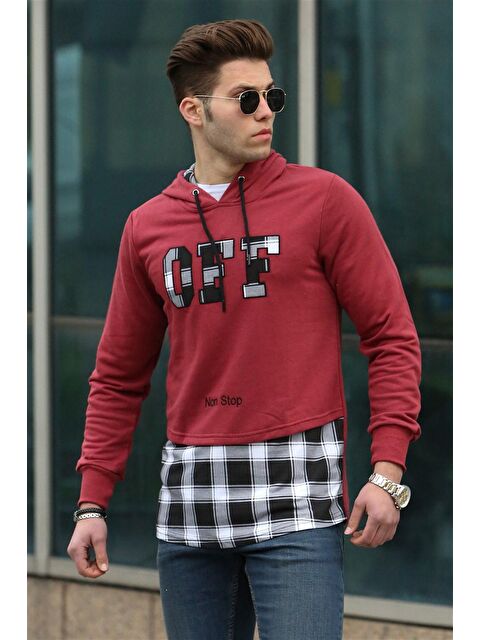 Madmext Kapüşonlu Bordo Erkek Hoodie 2655 - S000051160-19951