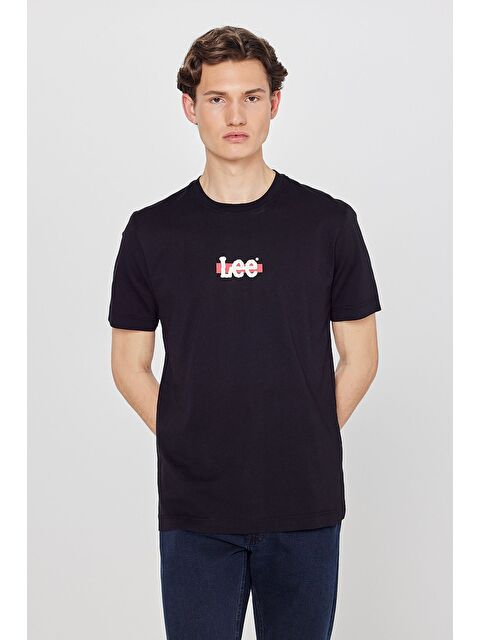 Lee Regular Fit Bisiklet Yaka %100 Pamuk Siyah Tişört