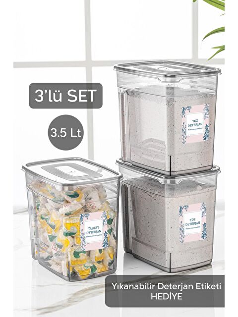 Meleni Home 3'lü 3,5'litre Lena Set Banyo Düzenleyici Etiketli Saklama Kutusu - S000109058-29666