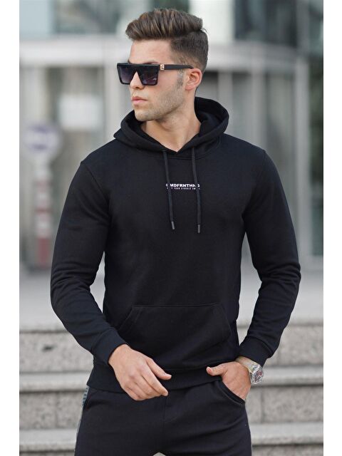 Madmext Siyah Baskılı Erkek Hoodie 5306 - S000062778-19351