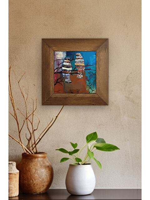 Artavessa Masif Ahşap Çerçeveli Taş Tablo Pano 15,5 x 15,5 cm - ARTVESSAKARO34