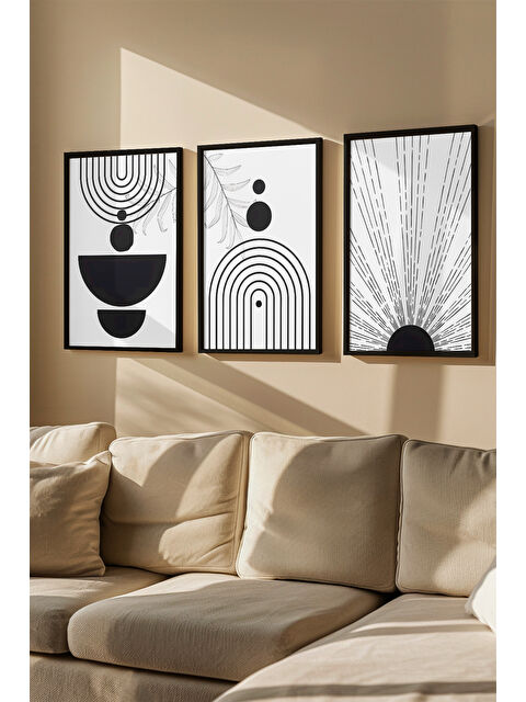 Artavessa 3 Parça Gerçek Ahşap Renkli Çerçeveli Tablo Seti - Model 15 - ARTVMODEL15-SIYAH