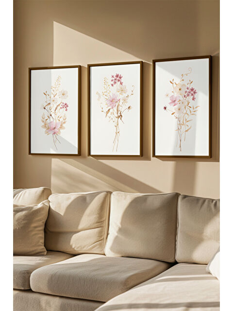 Artavessa 3 Parça Gerçek Ahşap Renkli Çerçeveli Tablo Seti - Model 19 - ARTVMODEL19-KAHVE