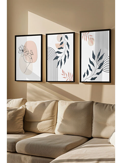 Artavessa 3 Parça Gerçek Ahşap Renkli Çerçeveli Tablo Seti - Model 22 - ARTVMODEL22-SIYAH
