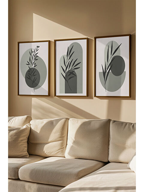 Artavessa 3 Parça Gerçek Ahşap Renkli Çerçeveli Tablo Seti - Model 36 - ARTVMODEL36-KAHVE