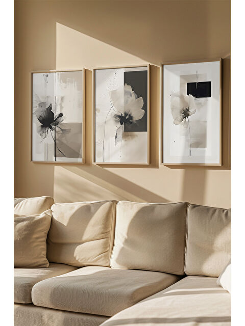 Artavessa 3 Parça Gerçek Ahşap Renkli Çerçeveli Tablo Seti - Model 40 - ARTVMODEL40-AHSAP