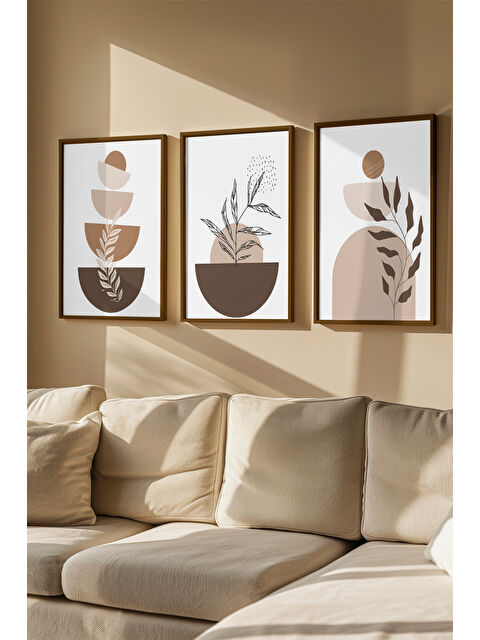 Artavessa 3 Parça Gerçek Ahşap Renkli Çerçeveli Tablo Seti - Model 4 - ARTVMODEL4-KAHVE