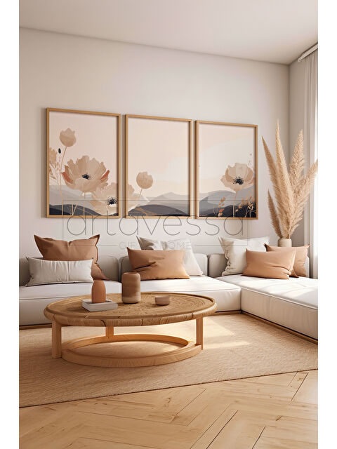 Artavessa 3 Parça Gerçek Ham Ahşap Çerçeveli Tablo Seti - Model 21 - AVSS3LUMDL21-3348