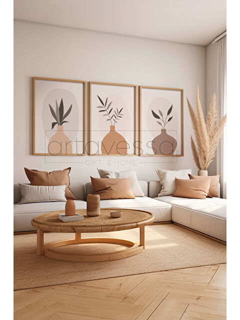 Artavessa 3 Parça Gerçek Ham Ahşap Çerçeveli Tablo Seti - Model 4 - AVSS3LUMDL4-5070