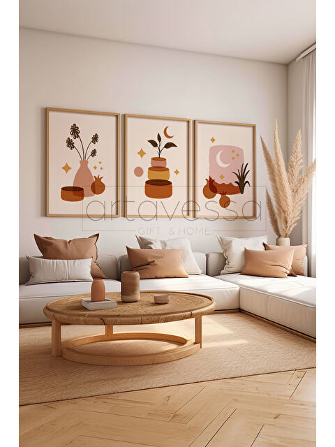 Artavessa 3 Parça Gerçek Ham Ahşap Çerçeveli Tablo Seti - Model 6 - AVSS3LUMDL6-2030