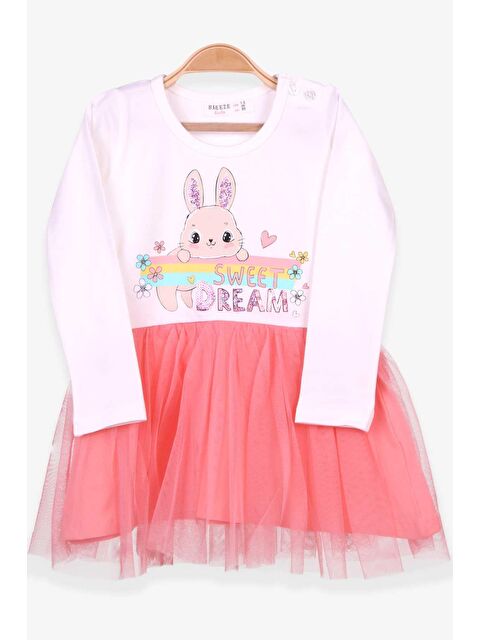 Breeze Kız Bebek Uzun Kollu Elbise Tavşan Baskılı Ekru (1.5 Yaş) - S000070064-19965