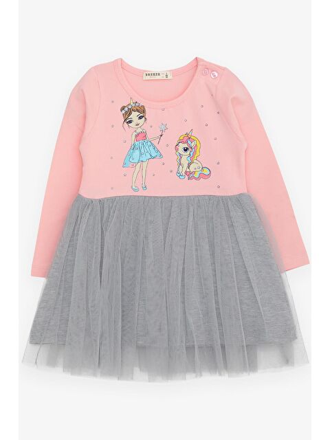 Breeze Kız Bebek Uzun Kollu Elbise  Baskili Pudra (2 Yaş) - S000070060-23490