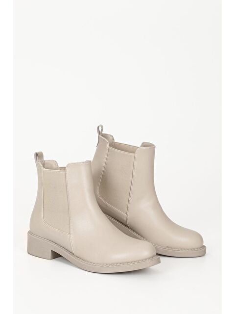 GÖNDERİ(R) BEJ  Yuvarlak Burun Topuklu Lastikli Kadın Günlük Bot 35154 - S000079436-19928