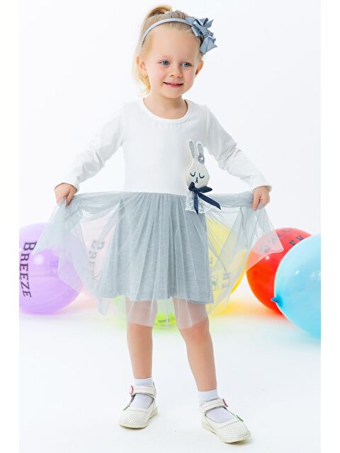 Breeze Kız Bebek Uzun Kollu Elbise Tavşanlı Nakışlı Ekru (1.5 Yaş) - S000070066-19965