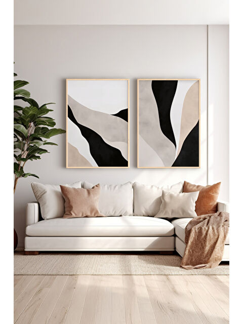 Artavessa 2 Parça Gerçek Ahşap Renkli Çerçeveli Tablo Seti - Model 42 - ERSY2LIMODEL42-AHSAP