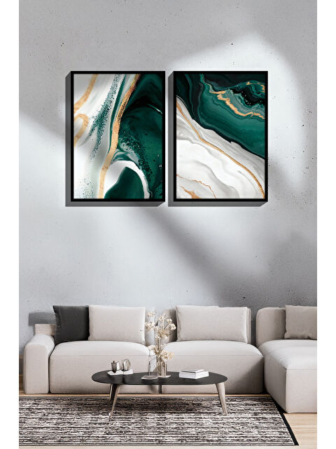 Artavessa 2 Parça Gerçek Siyah Renkli Çerçeveli Tablo Seti - Model 4 - ERSY2LIMODEL4-SIYAH