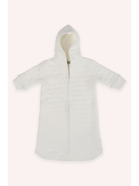 Panço Kız Bebek Fermuarlı Ekru Tulum