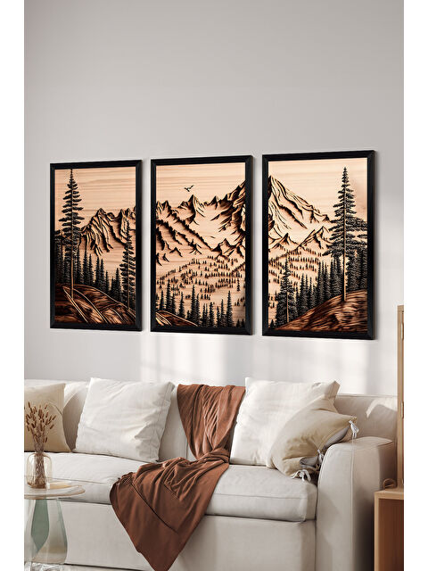 Artavessa 3 Parça Siyah Çerçeve Görünümlü MDF Poster Tablo Seti - Set 1 - ERSY3DSYHSET1-1520