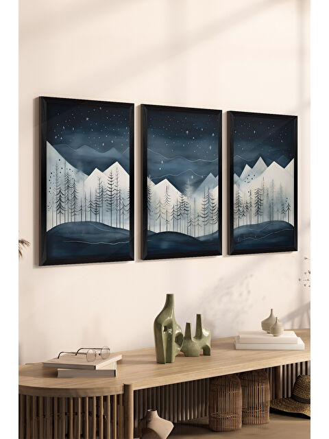 Artavessa 3 Parça Siyah Çerçeve Görünümlü MDF Poster Tablo Seti - Set 14 - ERSY3DSYHSET14-2030