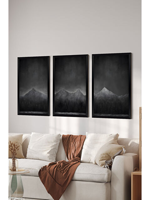 Artavessa 3 Parça Siyah Çerçeve Görünümlü MDF Poster Tablo Seti - Set 17 - ERSY3DSYHSET17-2030