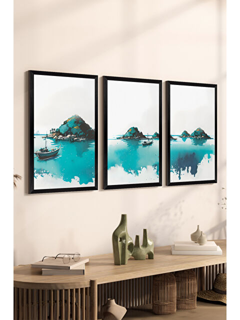 Artavessa 3 Parça Siyah Çerçeve Görünümlü MDF Poster Tablo Seti - Set 18 - ERSY3DSYHSET18-2030