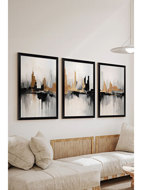 Artavessa 3 Parça Siyah Çerçeve Görünümlü MDF Poster Tablo Seti - Set 19 - ERSY3DSYHSET19-2030